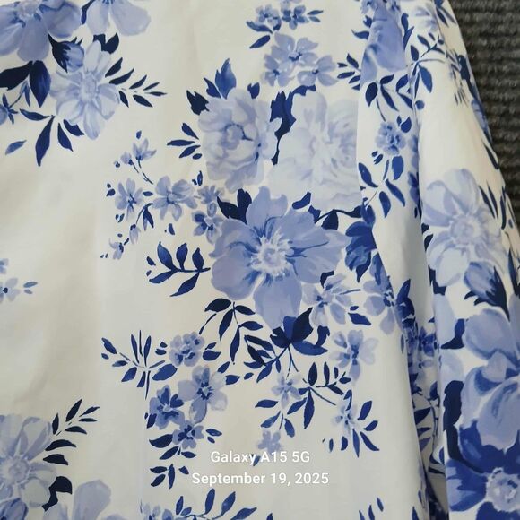 TORRID Bomber Jacket Nylon Plus Size 2 2X White & Blue Floral Full Zip Womens - Picture 6 of 8